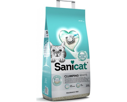 Żwirek dla kota Sanicat Clumping White, żwirek, dla kotów, bentonit, bezzapachowy, 10L, zbrylający