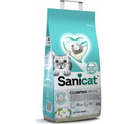 Sanicat Clumping White, żwirek, dla kotów, bentonit, cotton fresh, 20L, zbrylający